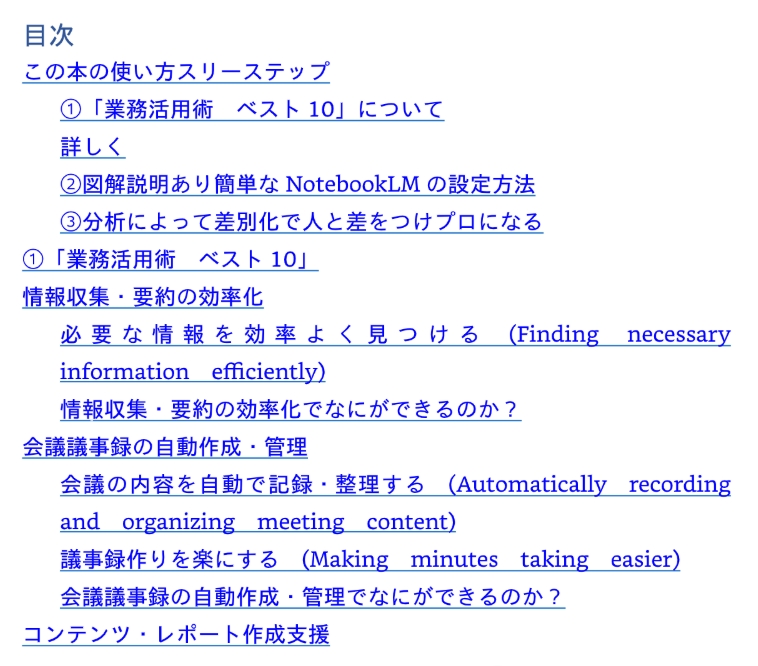 NotebookLM目次